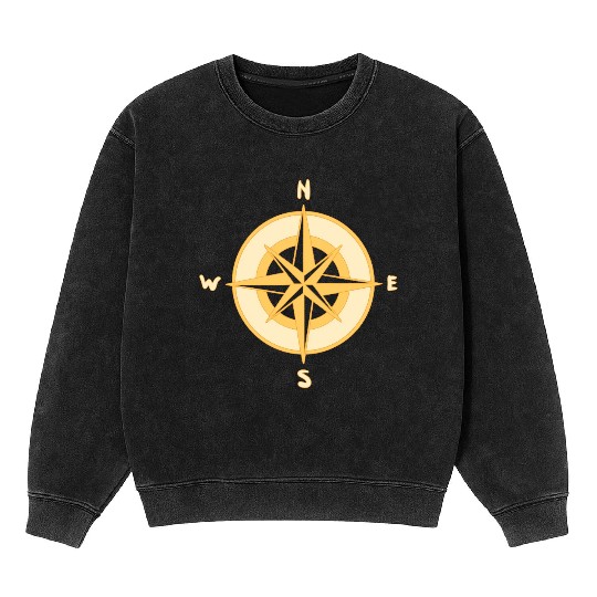 Nautical Compass star / rose, cardinal directions Mineral Wash Sweatshirts