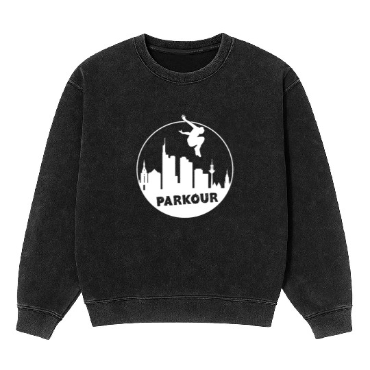Free Running Parkour Men Kids Mineral Wash Sweatshirts