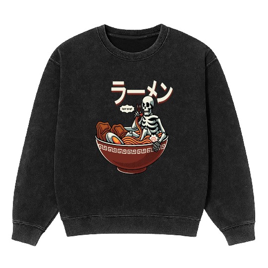skeleton relaxing bowl ramen Mineral Wash Sweatshirts