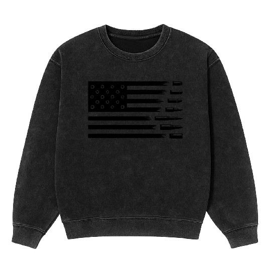 American Flag with bullet Mineral Wash Sweatshirts