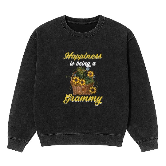 Grandma Happiness Sunflower Grandmom Garden Mineral Wash Sweatshirts
