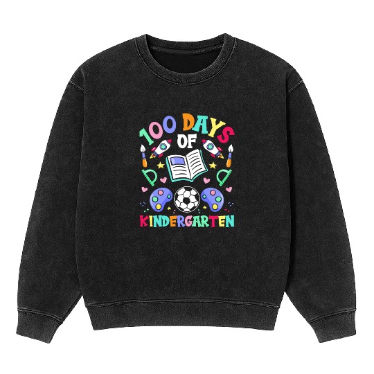 100 Days Of Kindergarten Sayings Cute Team Sweet Mineral Wash Sweatshirts