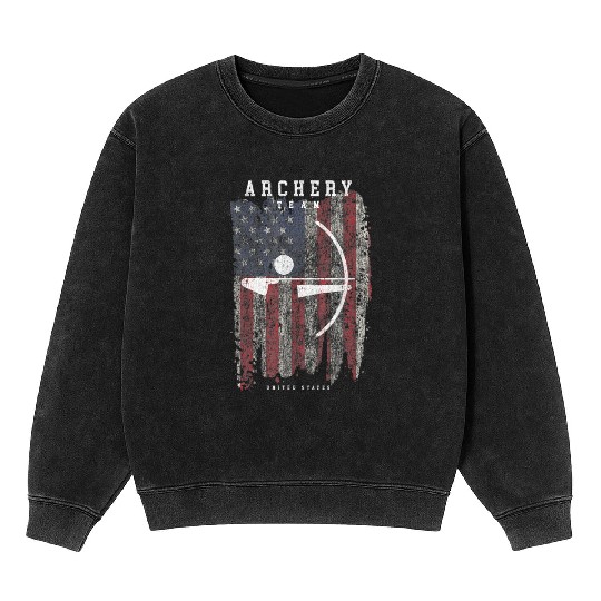 Archery Team USA Vintage American Flag Compound Mineral Wash Sweatshirts