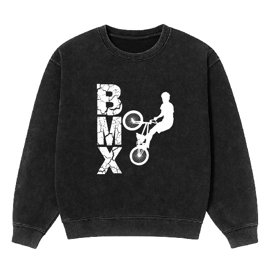 bmx race bike cyclist rider trick Mineral Wash Sweatshirts