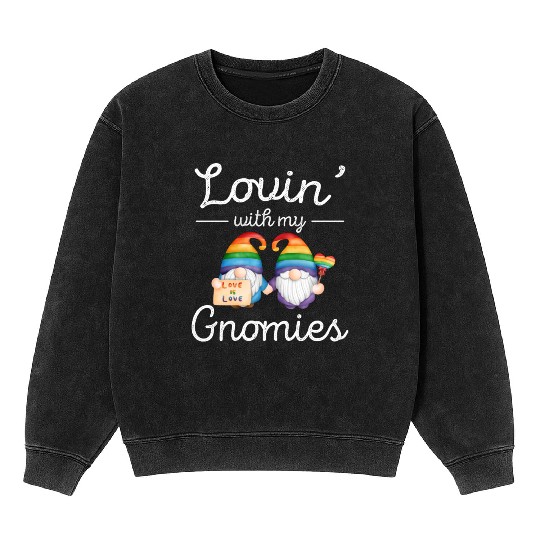 LGBT Gnome Lover Rainbow Pride Month Mineral Wash Sweatshirts