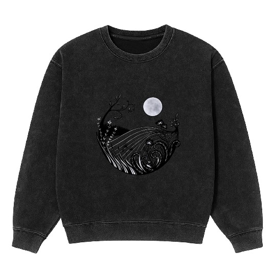 Full moon landscape Mineral Wash Sweatshirts