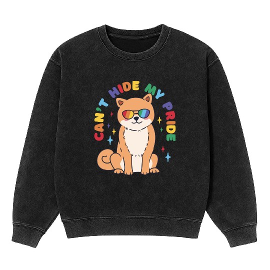 A corgi wearing pride sunglasses Mineral Wash Sweatshirts