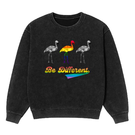 Flamingo LGBTQ Gay Pride Rainbow Flag Mineral Wash Sweatshirts