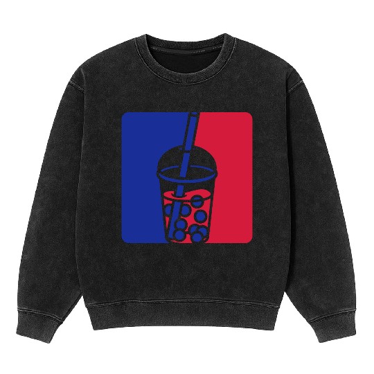 Blue red bubble tea Mineral Wash Sweatshirts