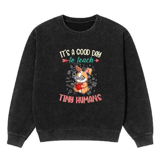 Good Day To Teach Tiny Humans Elementary Teacher Mineral Wash Sweatshirts