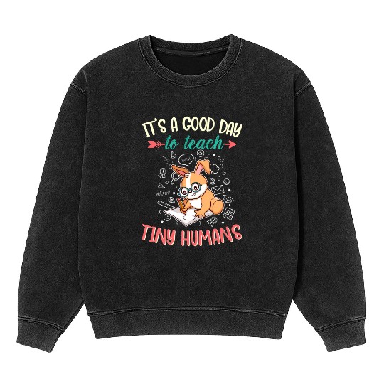 Good Day To Teach Tiny Humans Elementary Teacher Mineral Wash Sweatshirts