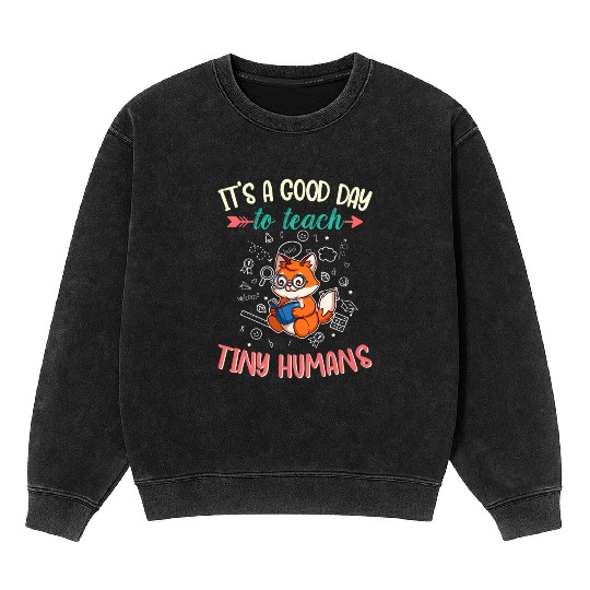 Good Day To Teach Tiny Humans Elementary Teacher Mineral Wash Sweatshirts