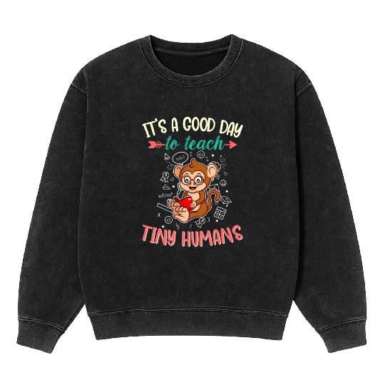 Good Day To Teach Tiny Humans Elementary Teacher Mineral Wash Sweatshirts
