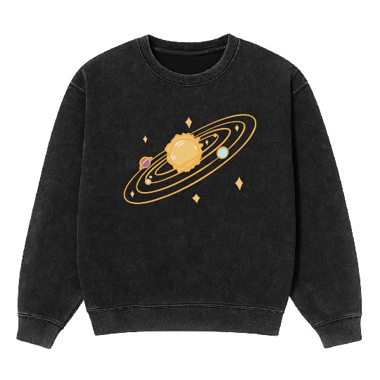 solar system with sparkles doodle Mineral Wash Sweatshirts