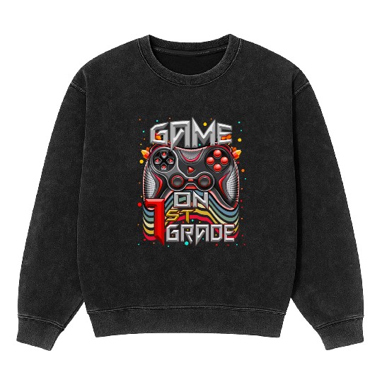 1st Video Game Boy Mineral Wash Sweatshirts Video Game Back to School