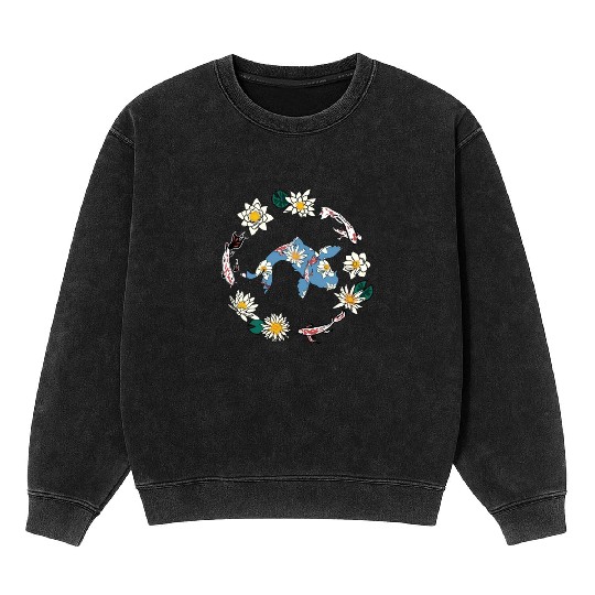 Koi Carp Japan Fish Colorful Pond Hobby Mineral Wash Sweatshirts