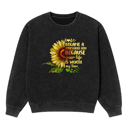 I Became Homeschool Mom Costume Back To School Mineral Wash Sweatshirts