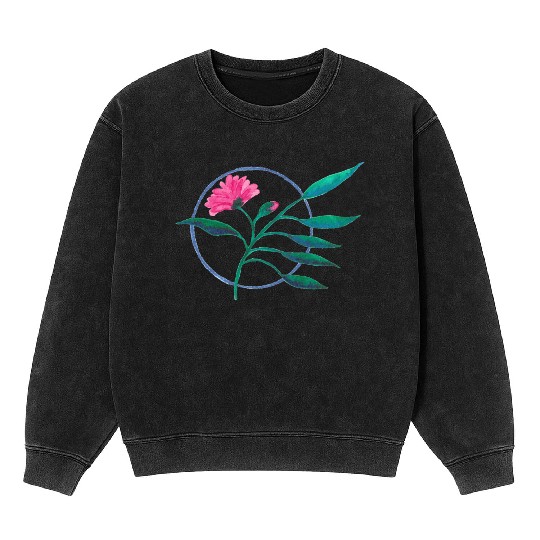 Circle Flower Mineral Wash Sweatshirts
