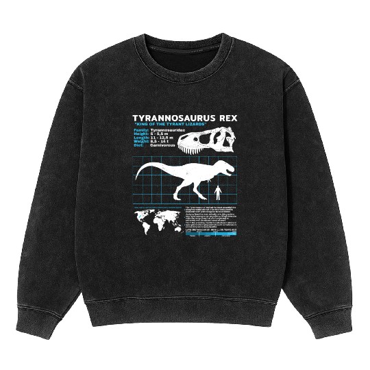 Tyrannosaurus Rex fact sheet Mineral Wash Sweatshirts