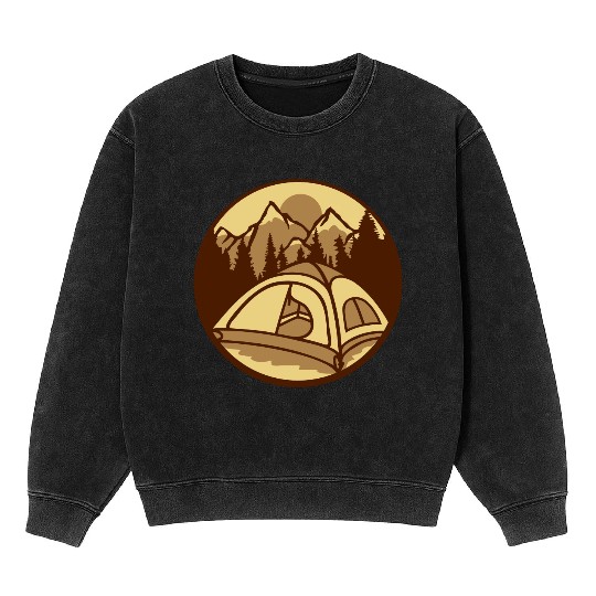 mountains forest camper outdoors Mineral Wash Sweatshirts