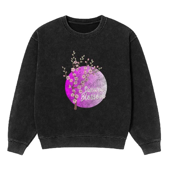 Japan Sakura Blossom Colorful Mineral Wash Sweatshirts
