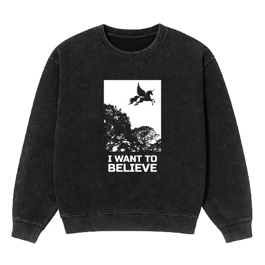 Unicorn I Want To Believe UAP Outfit Alien Ufo Mineral Wash Sweatshirts