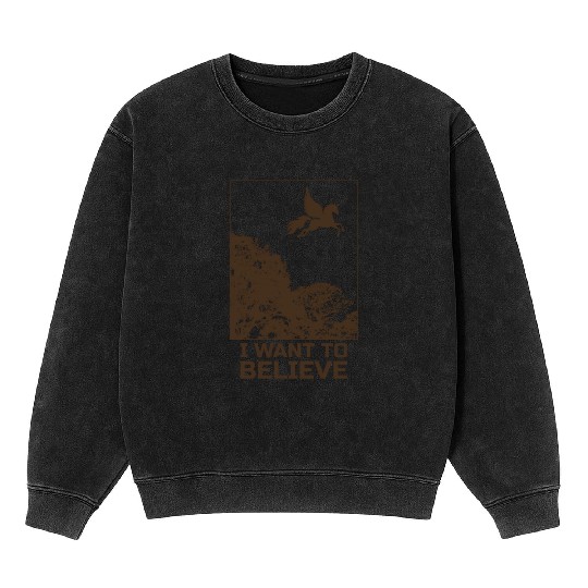 Unicorn "I Want To Believe" UAP Outfit Alien Ufo Mineral Wash Sweatshirts