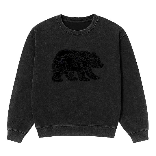 Black Bear Tattoo Black Mineral Wash Sweatshirts