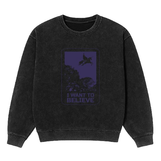 Unicorn "I Want To Believe" UAP Outfit Alien Ufo Mineral Wash Sweatshirts