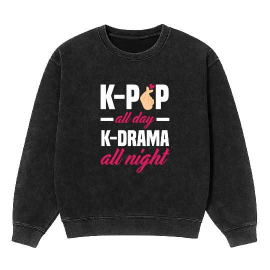 K-Pop K-Drama Korean Pop Music Mineral Wash Sweatshirts