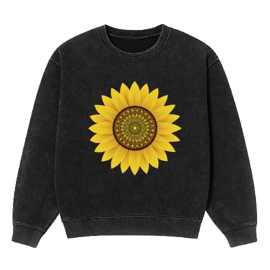 Golden Sunflower Mandala Mineral Wash Sweatshirts