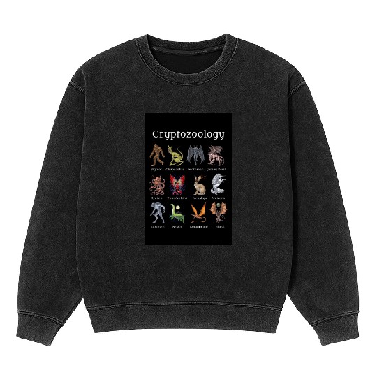 Cryptozoology Cryptid Creatures Mineral Wash Sweatshirts