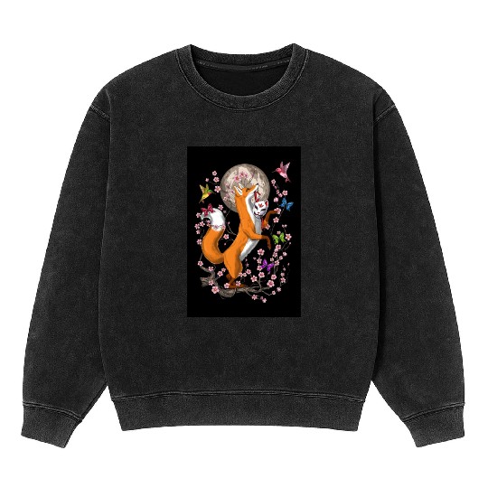 Fox Japanese Cherry Blossom Mineral Wash Sweatshirts