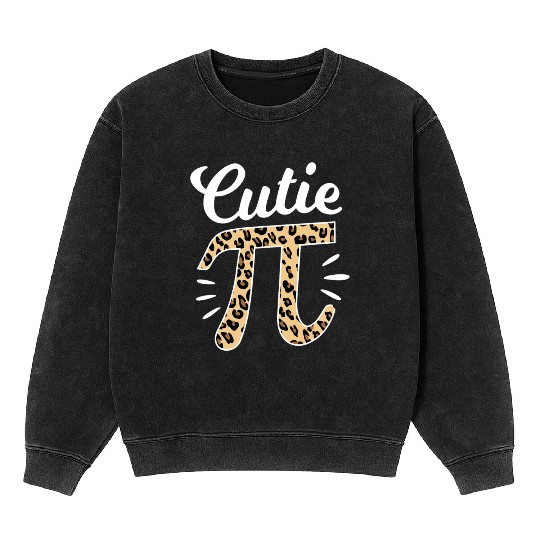 Cutie Pi Day 3 14 Leopard Print Math Teacher Mineral Wash Sweatshirts