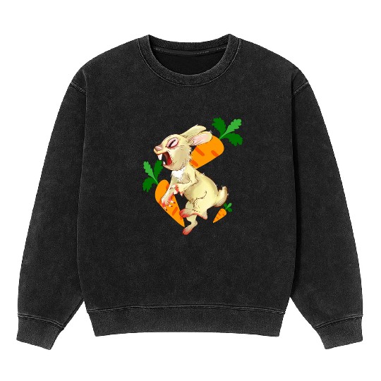 Crazy rabbit running for carrot Mineral Wash Sweatshirts