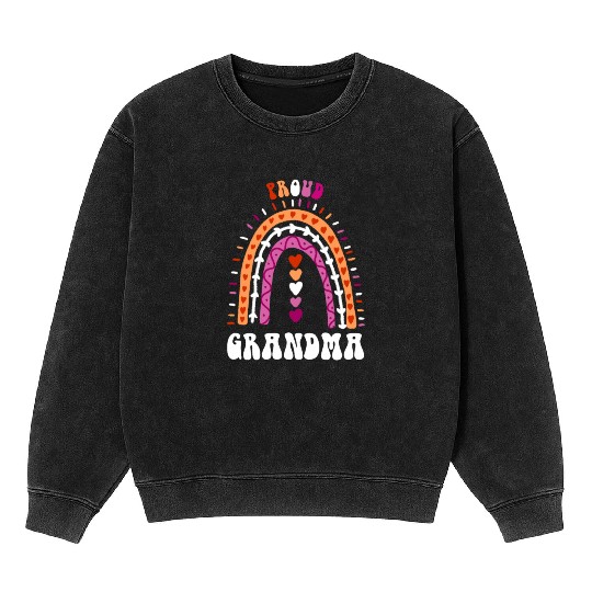 Proud Grandma Lesbian Pride Boho Rainbow Mineral Wash Sweatshirts