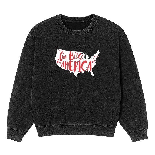 God Bless America USA Map Patriotic 4th of Julygod Mineral Wash Sweatshirts