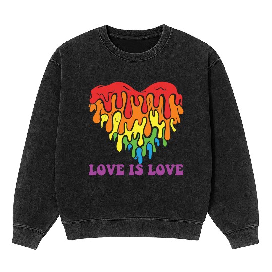 LBGT Flag Gay Pride Human Love is Love Mineral Wash Sweatshirts