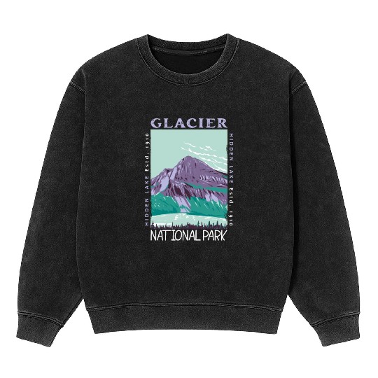 Glacier National Park Hidden Lake Distressed Mineral Wash Sweatshirts