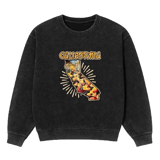 Retro California Flower Mineral Wash Sweatshirts