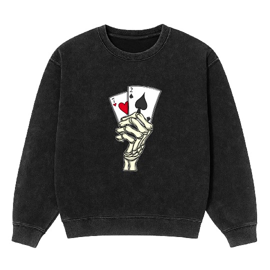 Poker Player Poker Cards 7 2 Skeleton Hand Poker Mineral Wash Sweatshirts