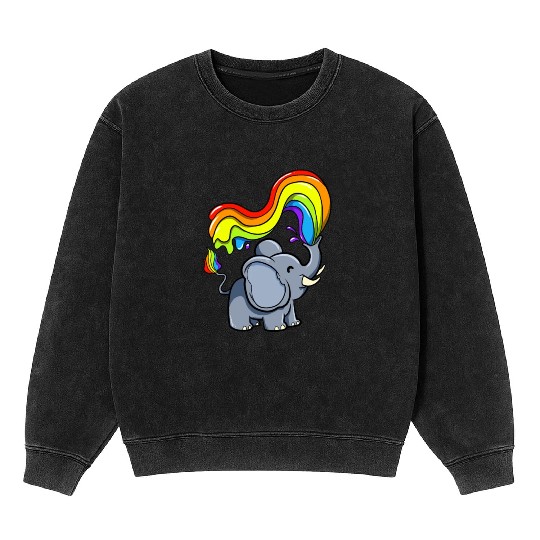 Elephant LGBTQ Gay Pride Rainbow Flag LGBT Mineral Wash Sweatshirts