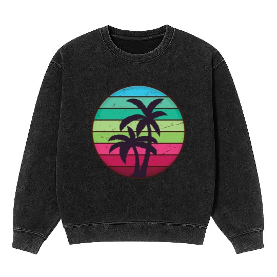 Palm Tree Tropical Beach Mineral Wash Sweatshirts