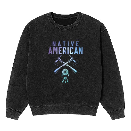 Native American Axe Traditional Dreamcatcher Mineral Wash Sweatshirts