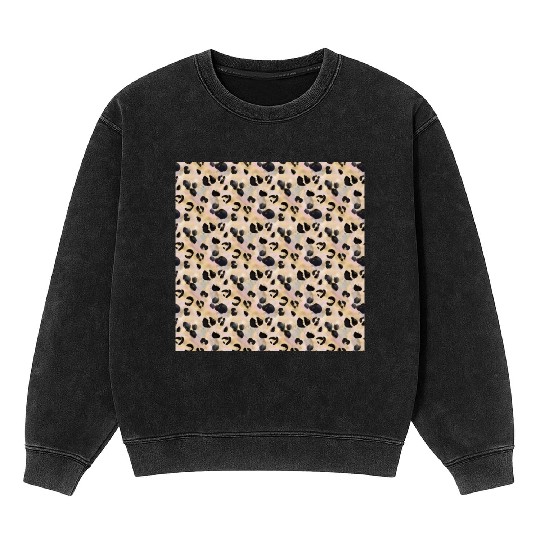 Pretty Leopard Animal Print Pattern Mineral Wash Sweatshirts