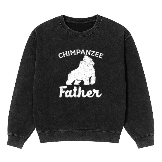 Chimpanzee Father Monkey Wildlife Animal Zookeeper Mineral Wash Sweatshirts