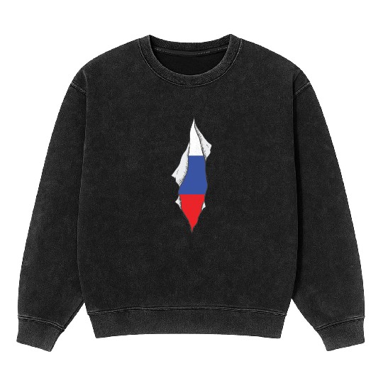 Russia flag proud Russian Mineral Wash Sweatshirts