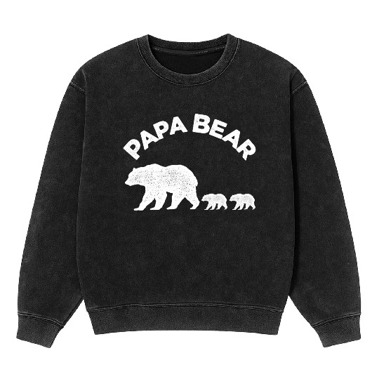 Vintage Papa Bear with Two Cubs Daddy Bear Twin Mineral Wash Sweatshirts