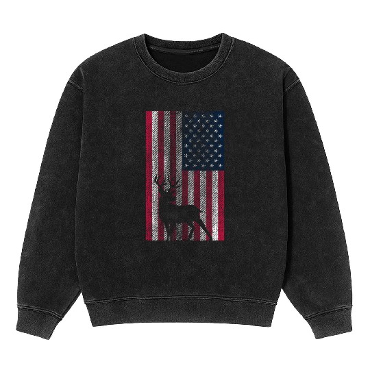 American Deer Hunter Patriotic Vintage design Flag Mineral Wash Sweatshirts