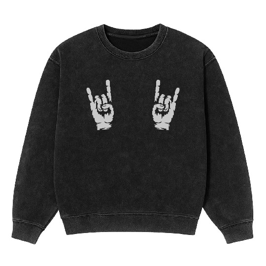 music heavy metal hands Mineral Wash Sweatshirts